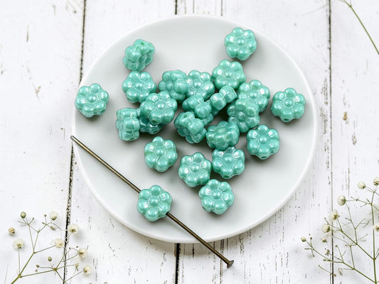 *50* 8mm Turquoise Luster Flat Flower Beads