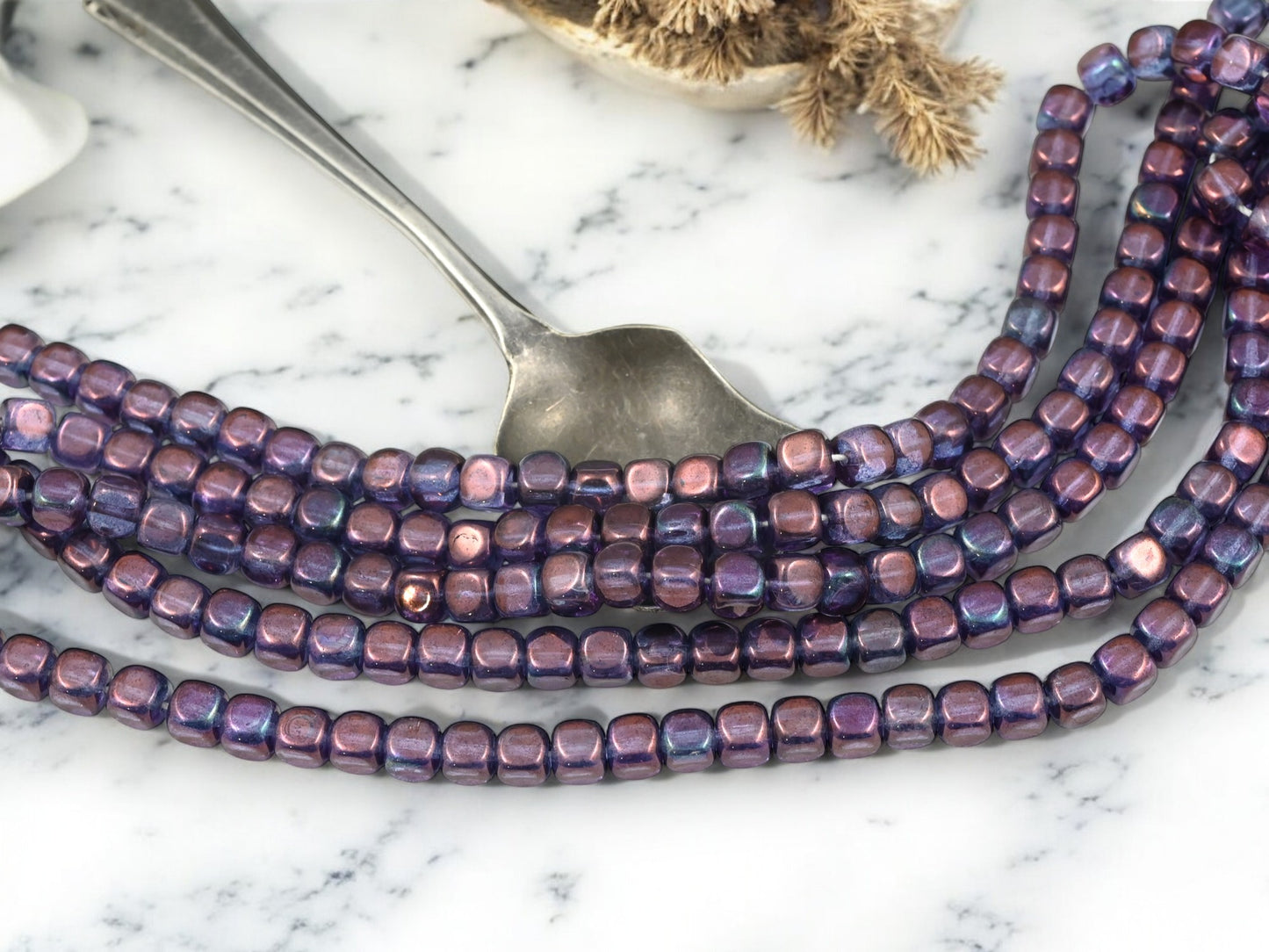 *50* 5x7mm Transparent Amethyst Luster Cube Beads