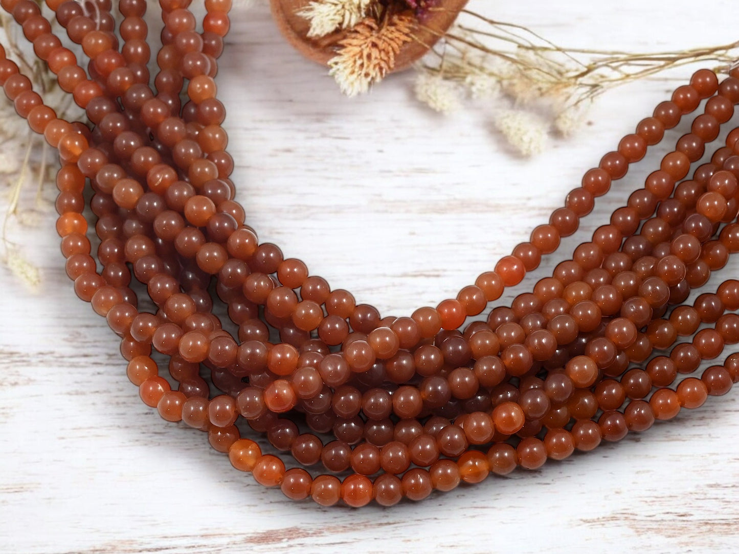 *50* 5mm Milky Carnelian Round Druk Beads