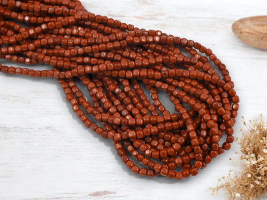 *100* 4mm Opaque Umber Cube Beads