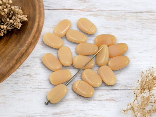 *25* 14x8mm Light Caramel Silk Twisted Oval Beads