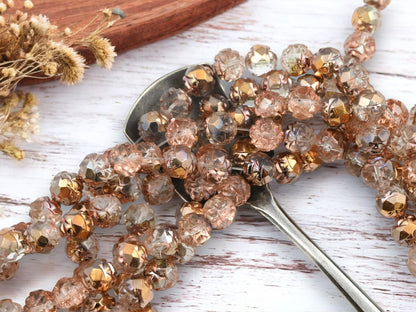 *25* 8mm Gold Apollo Fire Polished Round Rosebud Beads