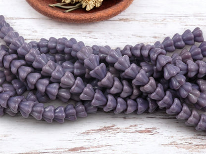 *25* 8x7mm Opaqaue Purple Bell Flower Beads