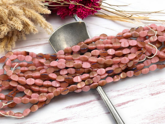 *50* 5x4mm Opaque Coral Pink Celsian Pinch Beads