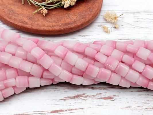 *25* 8mm Blended Pink Pillow Rectangle Beads