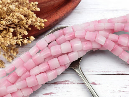 *25* 8mm Blended Pink Pillow Rectangle Beads