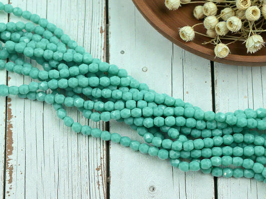 *50* 4mm Persian Turquoise Fire Polished Round Beads