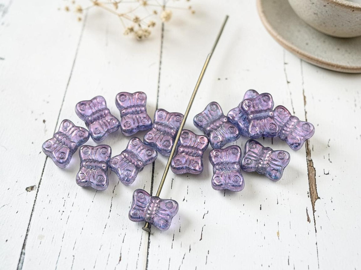 *25* 12x8mm Amethyst Luster Butterfly Beads