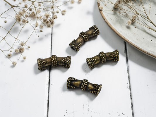 *4* 13x5mm Antique Bronze Curved Tube Beads