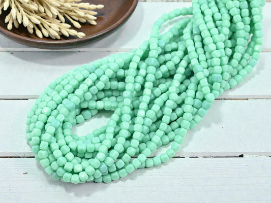 *100* 4mm Opaque Turquoise Cube Beads