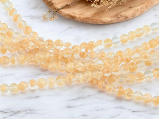 *25* 8mm Crystal Beige Round Druk Beads