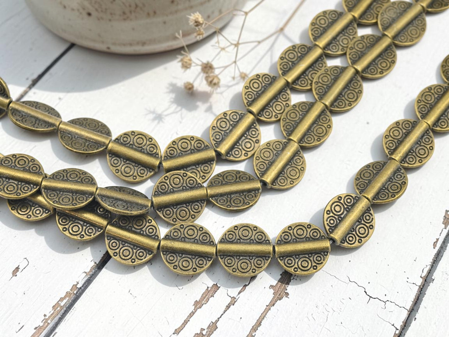 *13* 15mm Antique Brass Flat Disc Beads