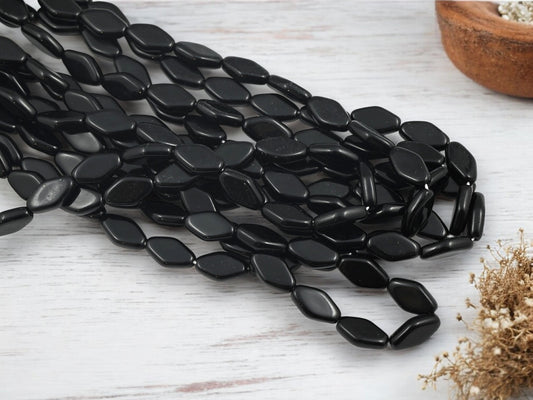 *25* 13x8mm Jet Black Flat Diamond Beads