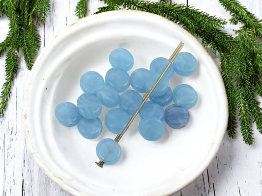 *25* 8x4mm Blue Crystal Thick Coin Beads