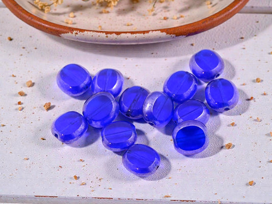 *20* 10x9mm Cobalt Hematite Table Cut Oval Beads