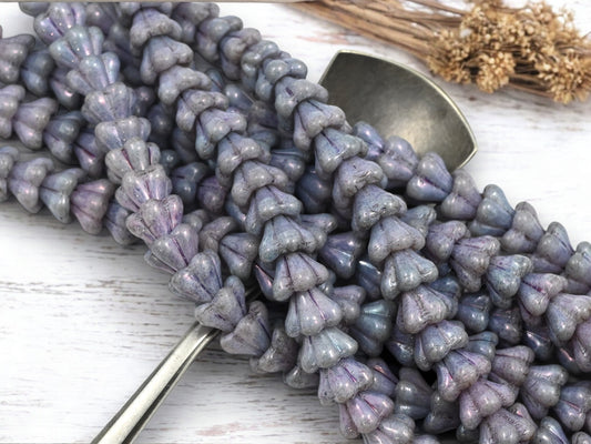 *25* 8x6mm Opaque Amethyst Luster Bell Flower Beads