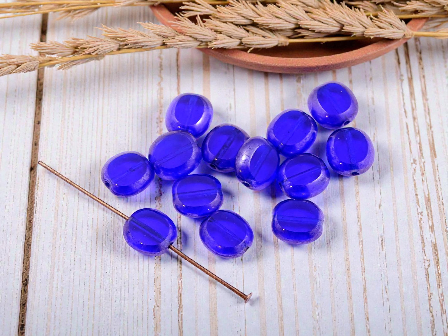 *20* 10x9mm Cobalt Hematite Table Cut Oval Beads