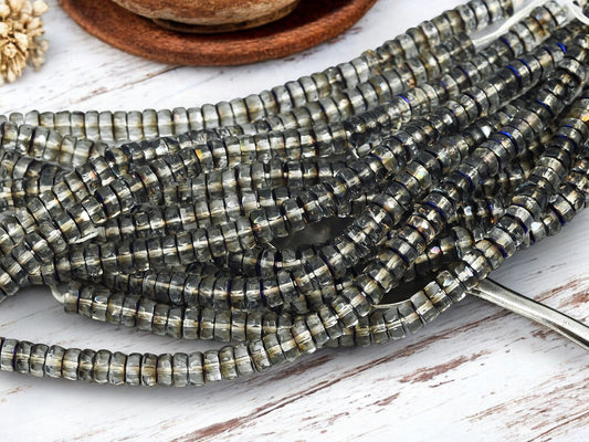 *50* 6mm Crystal Bronze Azure Fire Polished Heishi Beads