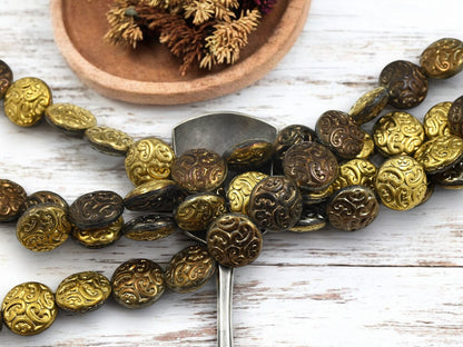 *14* 13mm California Bronze Paisley Button Beads