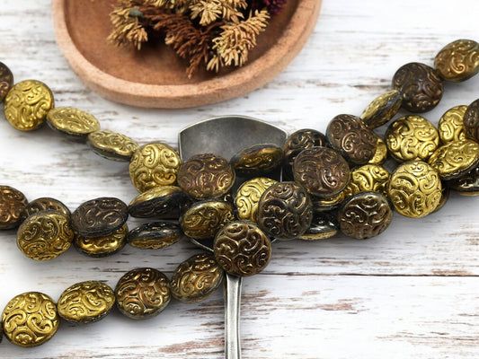 *14* 13mm California Bronze Paisley Button Beads