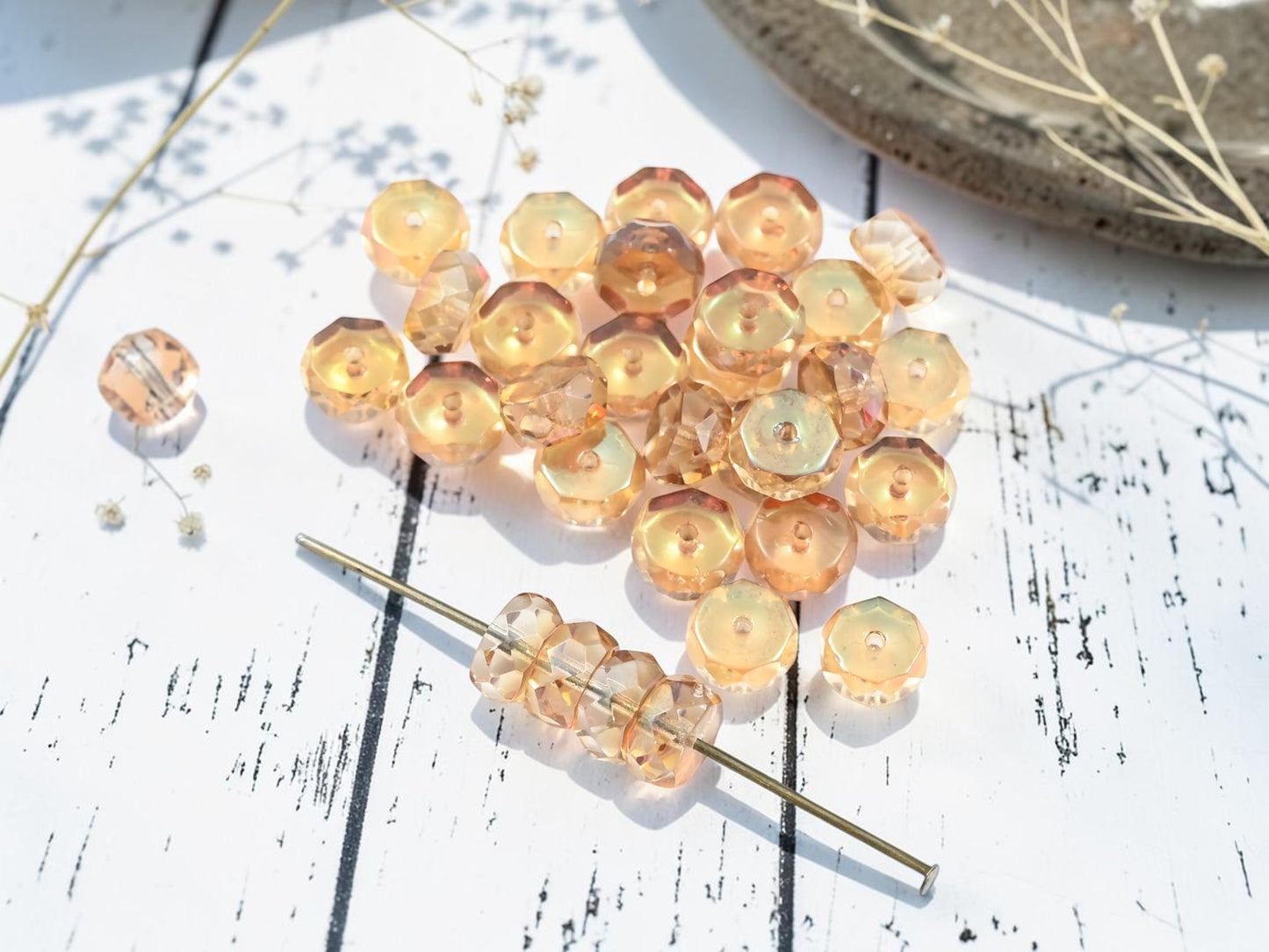 *25* 8x4mm Crystal Celsian Fire Polished Heishi Rondelle Beads