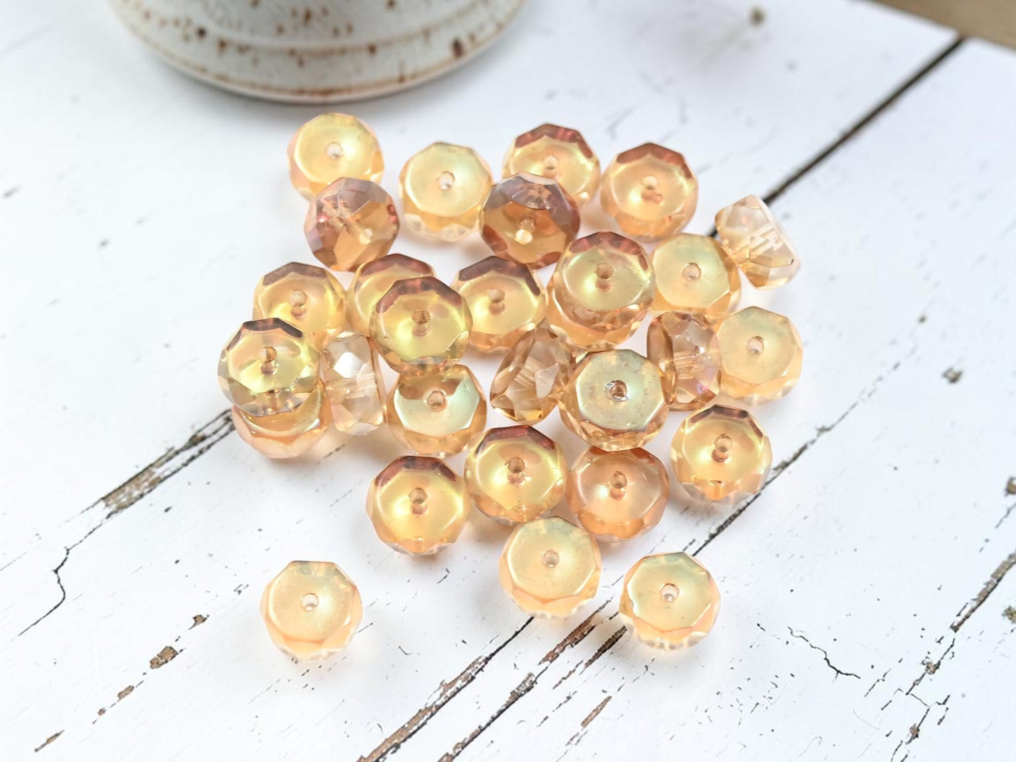 *25* 8x4mm Crystal Celsian Fire Polished Heishi Rondelle Beads