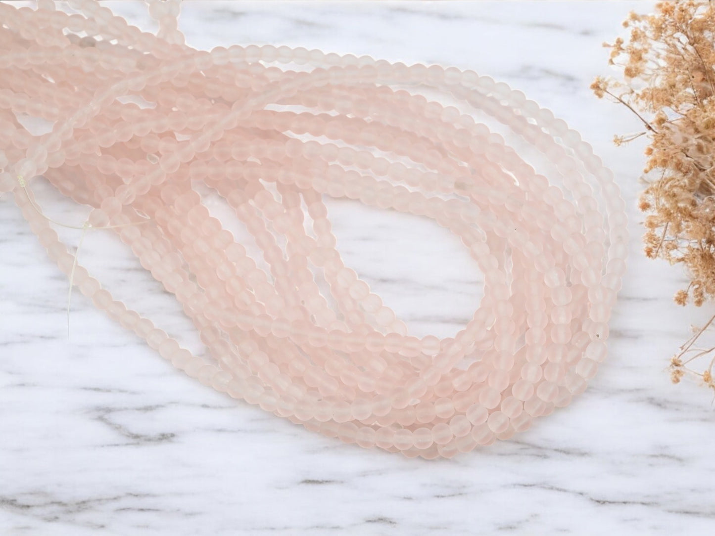 *100* 4mm Matte Rosaline Round Druk Beads