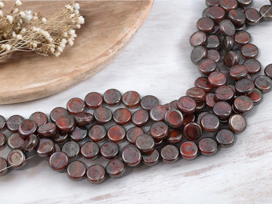 *25* 8mm Orange Luster Raku Coin Beads