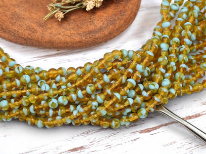 *50* 6mm Turquoise Amber Round Druk Beads