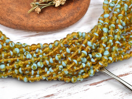 *50* 6mm Turquoise Amber Round Druk Beads