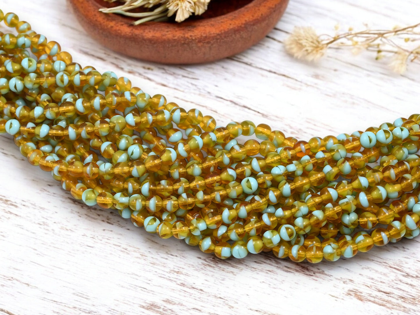 *50* 6mm Turquoise Amber Round Druk Beads