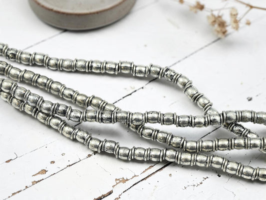 *32* 6x5mm Antique Silver Barrel Spacer Beads
