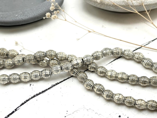 *27* 7x6mm Antique Silver Barrel Beads