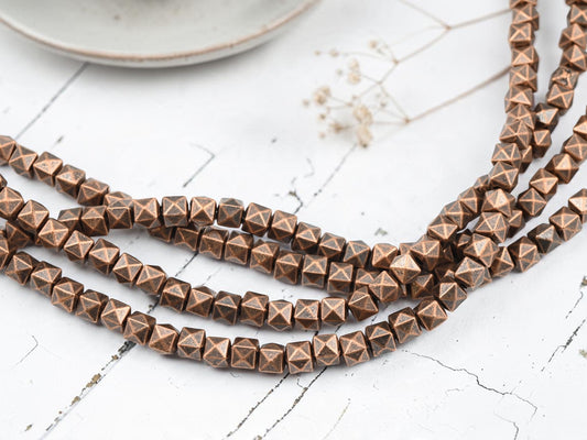 *42* 5mm Antique Copper Cube Beads