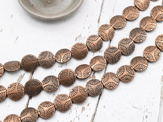 *17* 12mm Antique Copper Beveled Flat Disc Beas