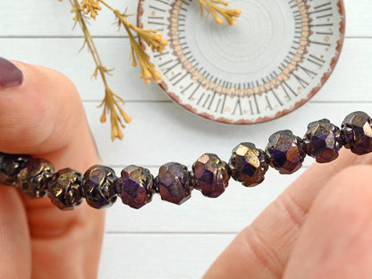 *25* 6mm Bronze Washed Tanzanite Round Rosebud Beads