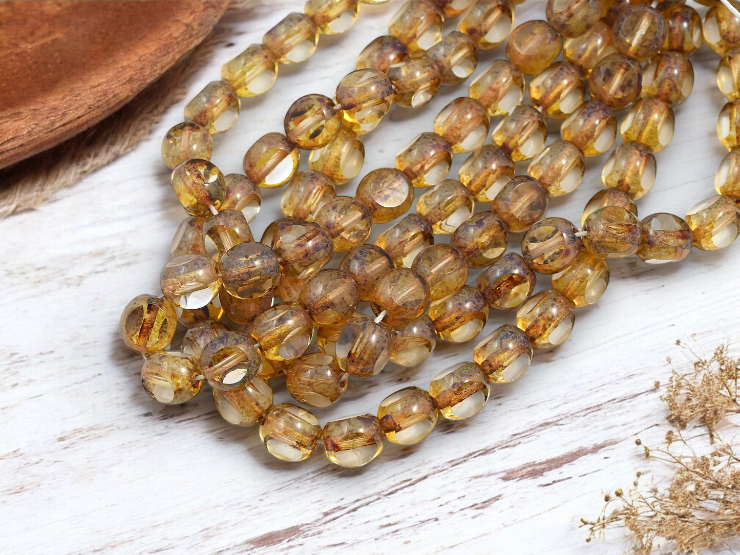 *25* 8mm Crystal Picasso 3 Sided Round Beads