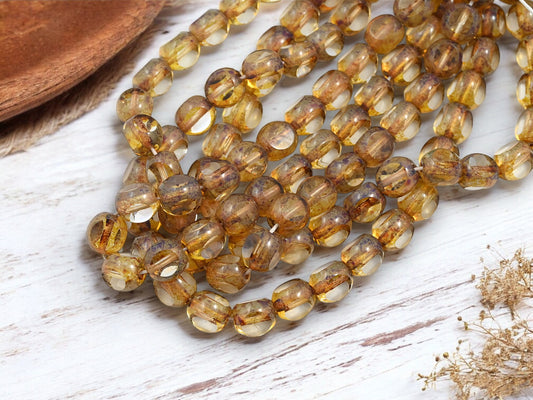*25* 8mm Crystal Picasso 3 Sided Round Beads