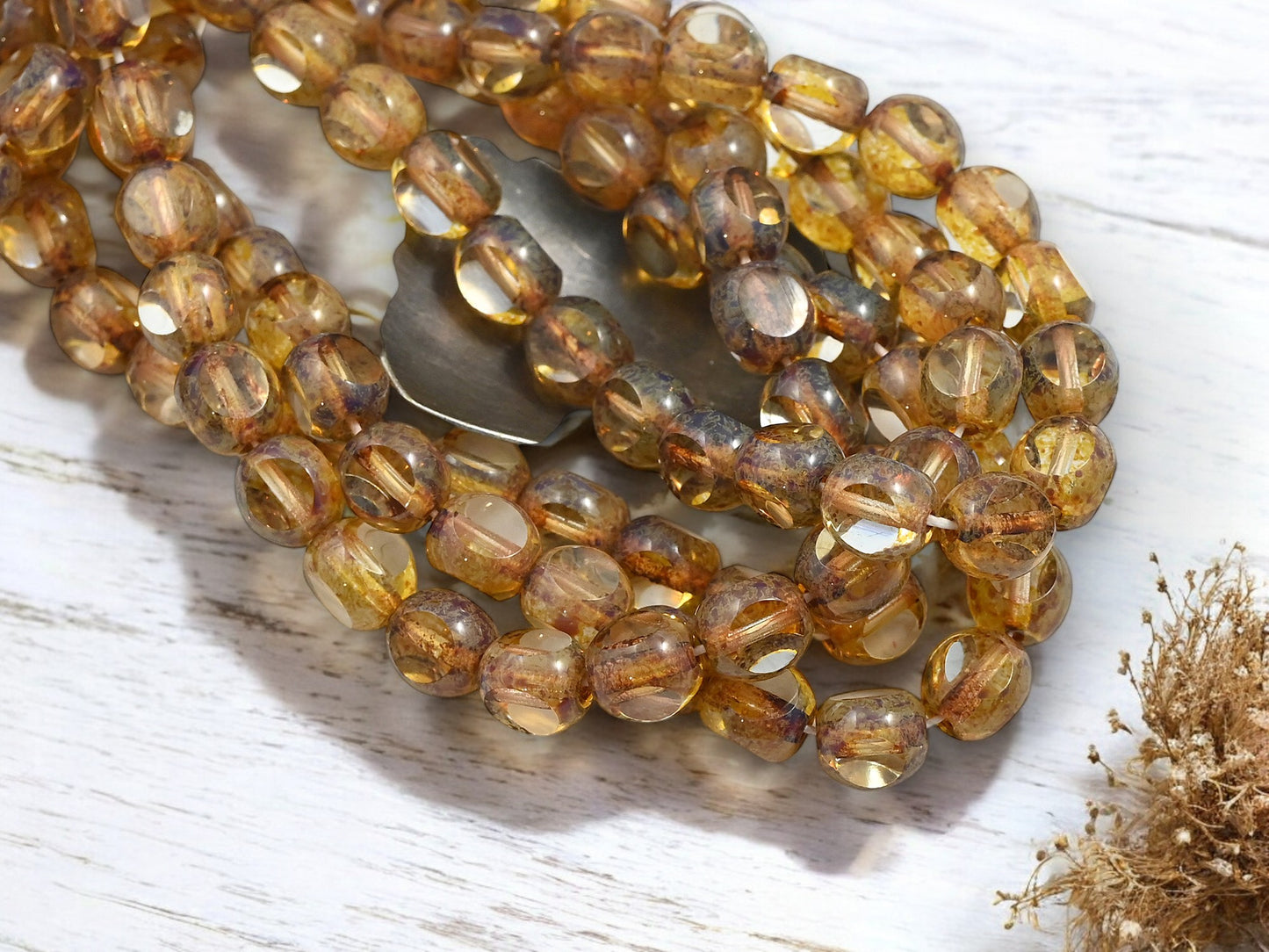 *25* 8mm Crystal Picasso 3 Sided Round Beads