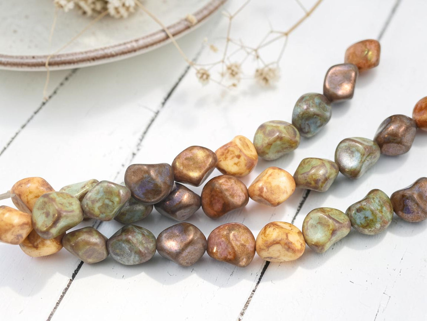 *10* 13x15mm Opaque Gemtone Picasso Chunky Nugget Beads