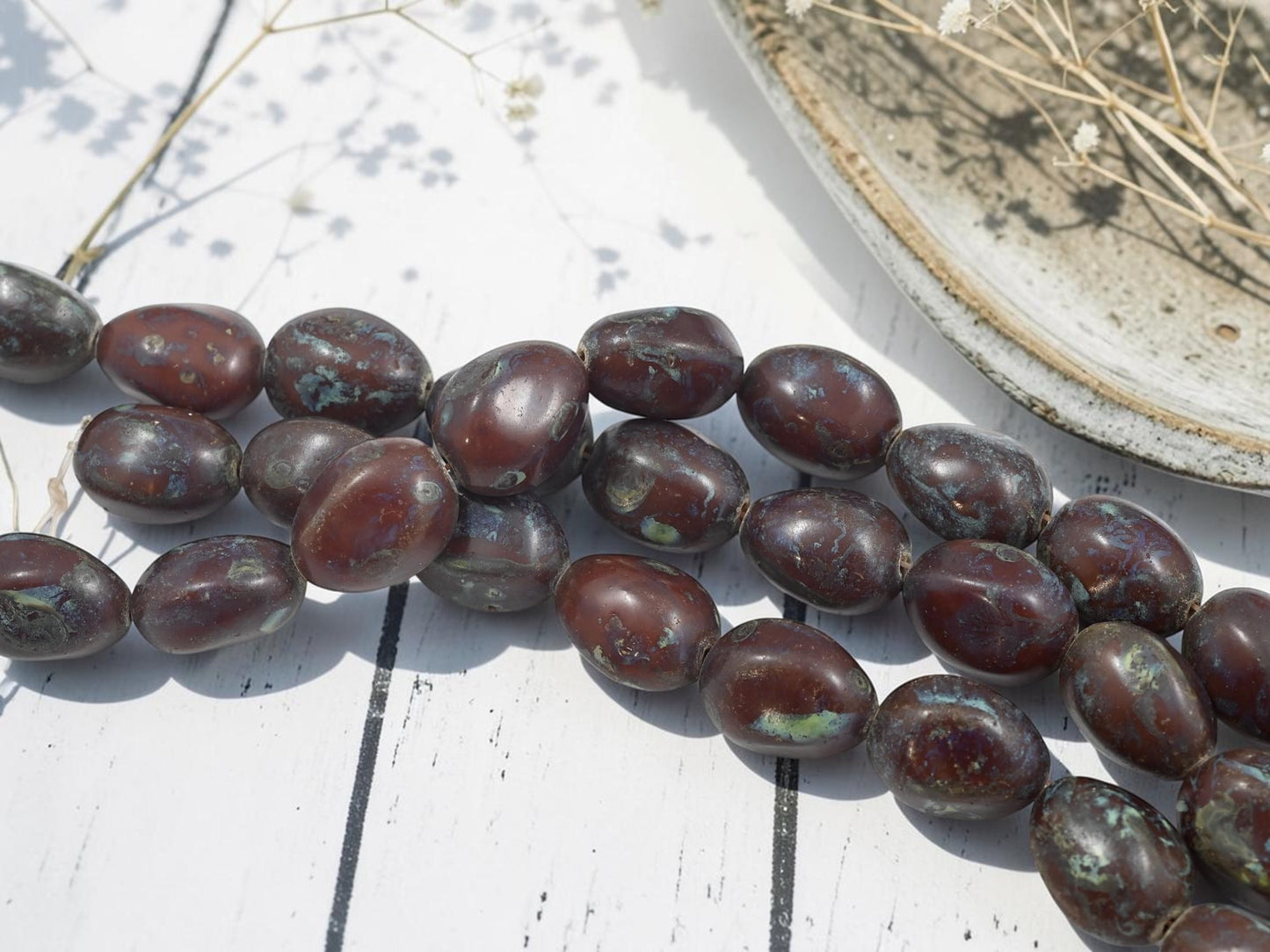 *11* 19x14mm Dark Caramel Travertine Oval Nugget Beads