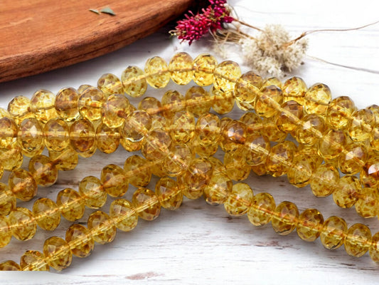 *25* 6x9mm Crystal Picasso Fire Polished Rondelle Beads