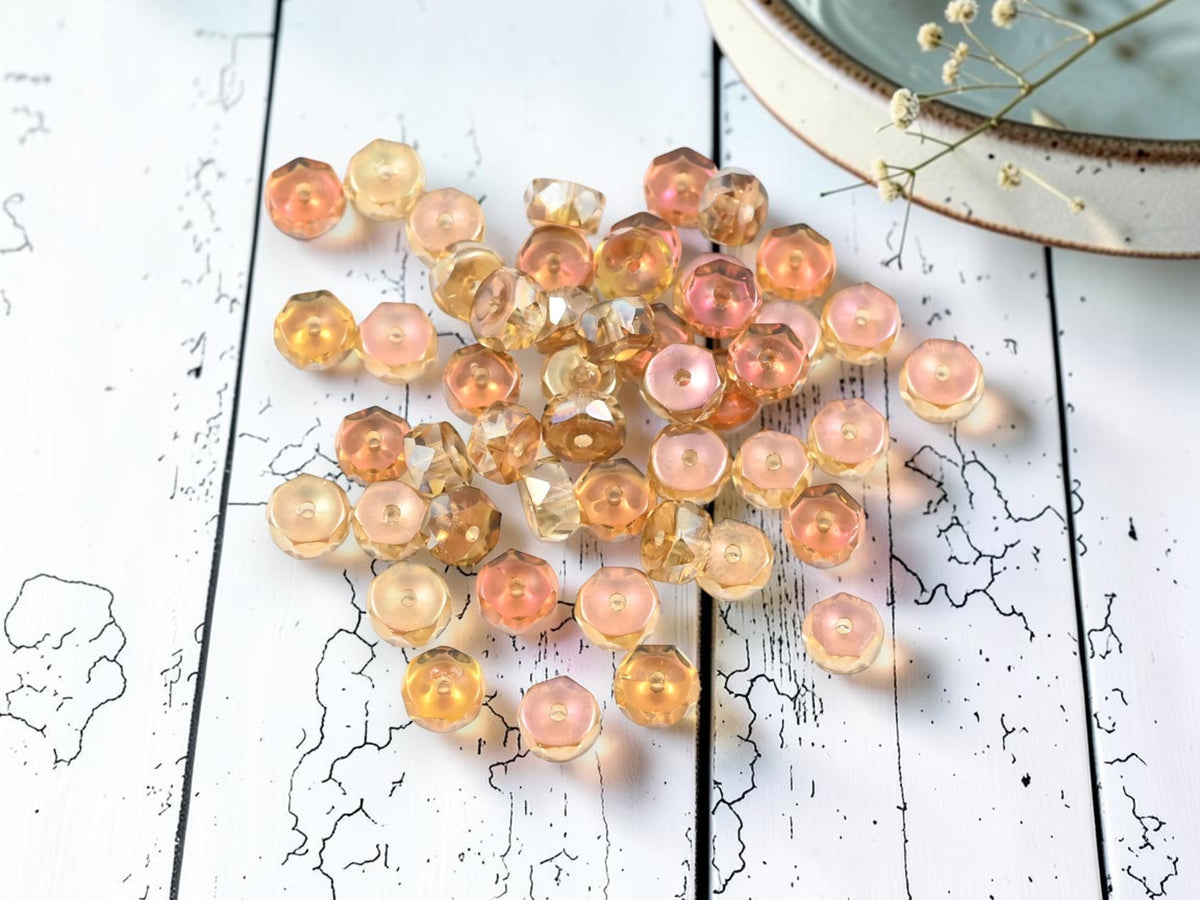 *50* 6x3mm Crystal Celsian Fire Polished Heishi Beads