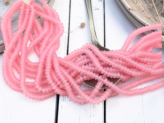 *100* 4x2mm Milky Pink Smooth Rondelle Beads