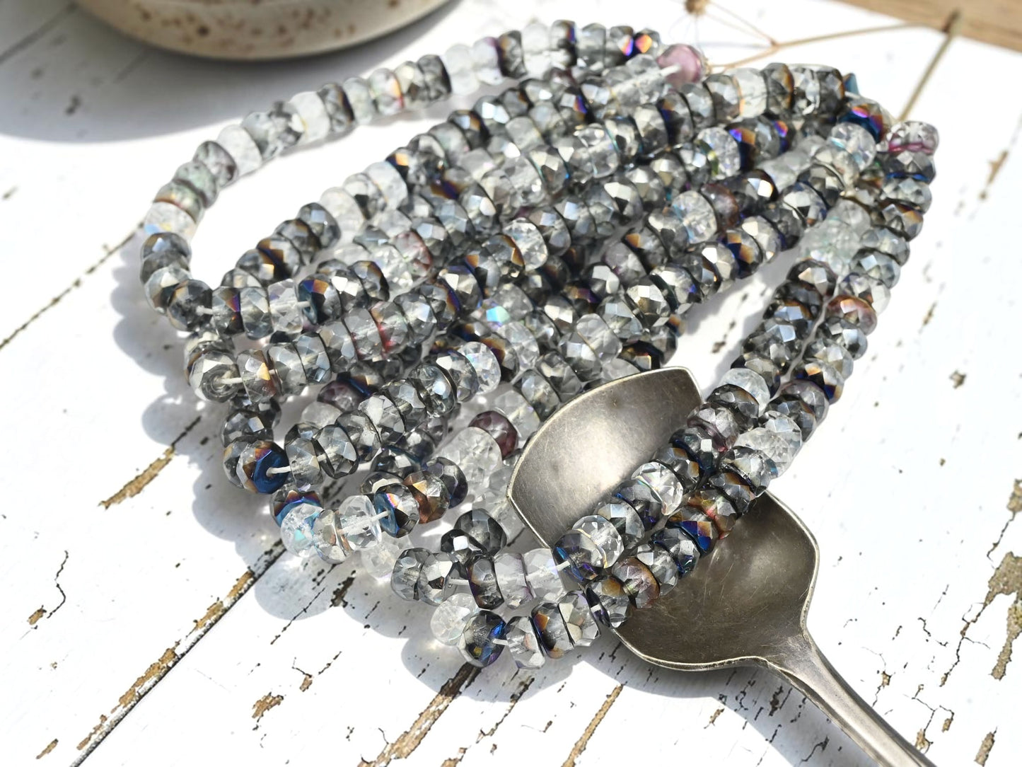 *50* 6x3mm Crystal Vitrail Fire Polished Heishi Beads