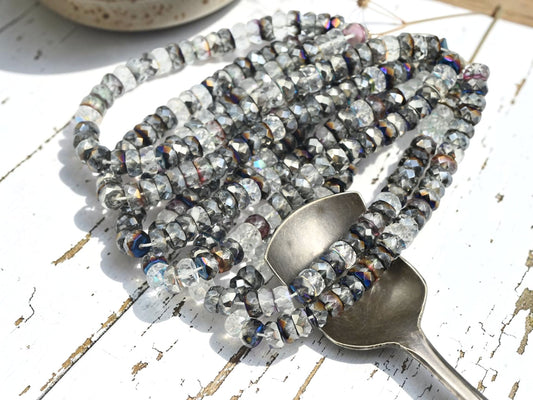 *50* 6x3mm Crystal Vitrail Fire Polished Heishi Beads