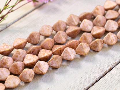 *13* 11mm Bronzed Rose Pink Picasso Large Pinch Beads