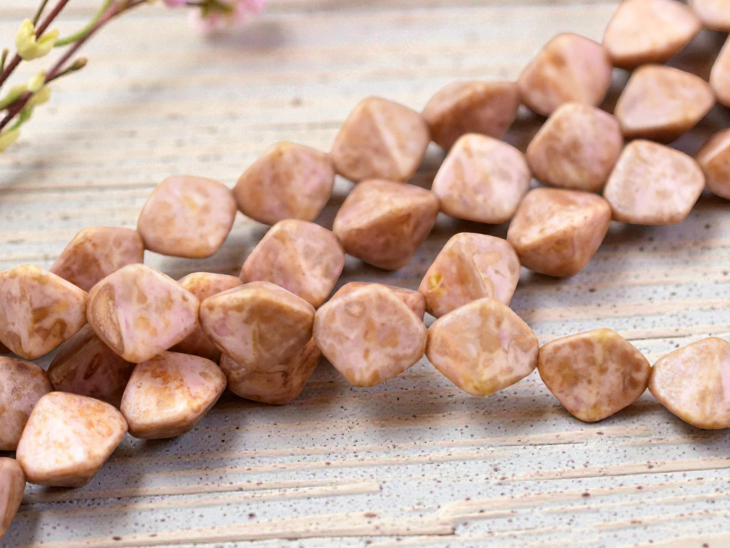 *13* 11mm Bronzed Rose Pink Picasso Large Pinch Beads