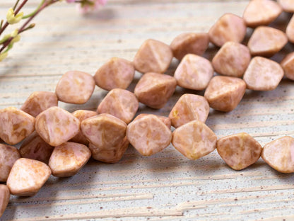 *13* 11mm Bronzed Rose Pink Picasso Large Pinch Beads