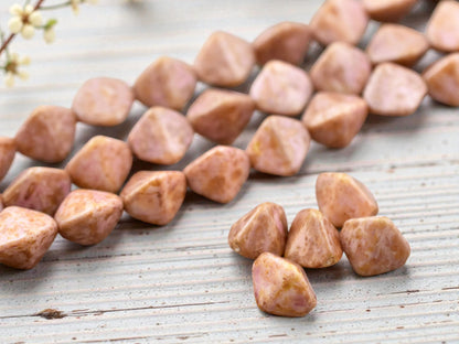 *13* 11mm Bronzed Rose Pink Picasso Large Pinch Beads